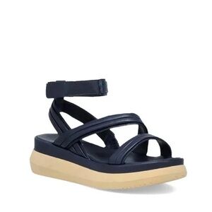 Miz Mooz Asymmetrical Strap “Punk” Leather Sandals in Midnight Size 39